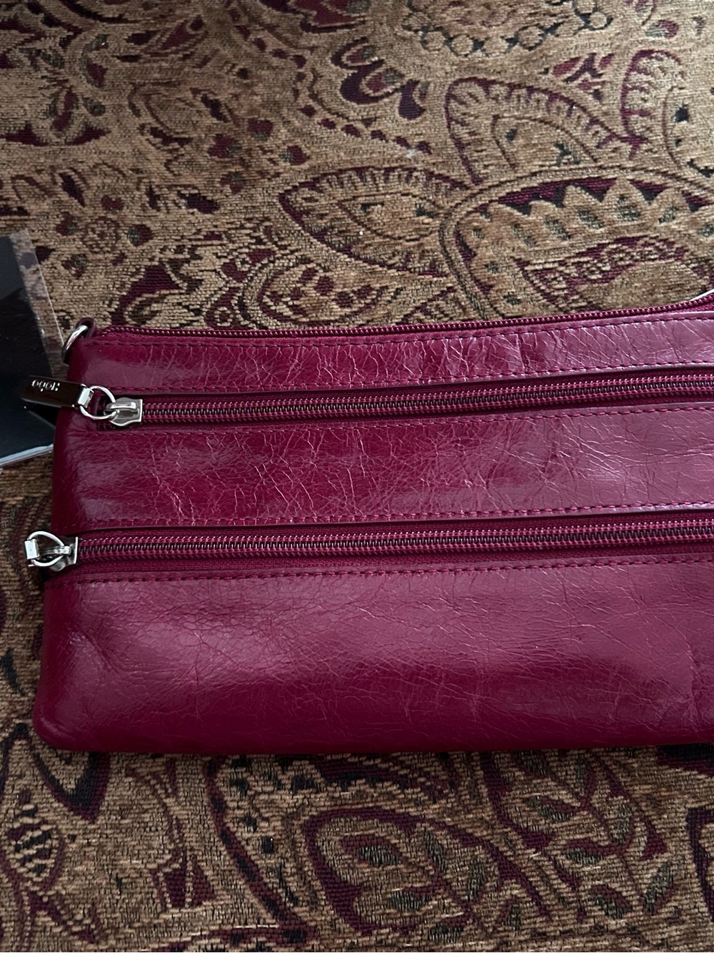 Women's Double-Zip Leather Clutch - in Red